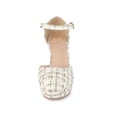 thumbnail image 5 of BLISSFUL STEP Women's Plaid Platform Ankle Strap Block Heel Mary Janes Pumps White Gold 8, 5 of 7
