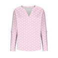 thumbnail image 6 of Workout Tops for Women, Long Sleeve Womens Tops Dressy Polka Dot Graphic V Neck T Shirts Loose Fit Button Three Quarter Work Blouse, 6 of 7