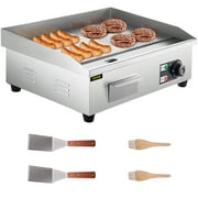 VEVOR Commercial Electric Griddle, 21" Teppanyaki Grill, 1600w Electric Flat Top Grill, Stainless Steel Electric Countertop Griddle w/Drip Hole, 50-300℃ Countertop Griddle for Pancake, Chicken