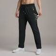 thumbnail image 2 of Tfken Men Pants For Summer Drawstring Elastic Waist Solid Color Pants With Pockets Casual Daily Wear Male Classic Clothes Black, 2 of 9