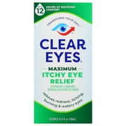 Clear Eyes Maximum Itchy Eye Relief Lubricant Eye Drops, 0.5 fl oz