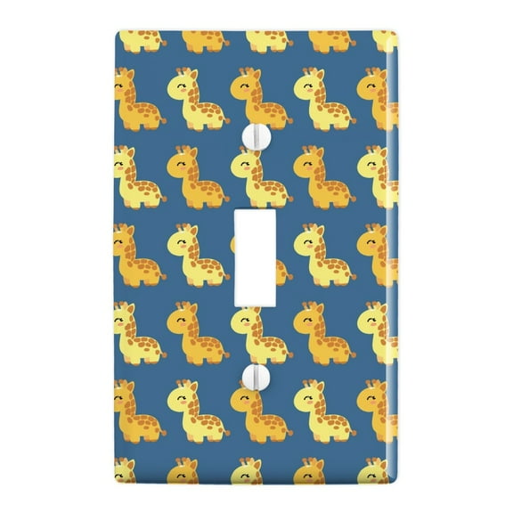 Cute Kawaii Baby Giraffes Pattern Plastic Wall Decor Toggle Light Switch Plate Cover