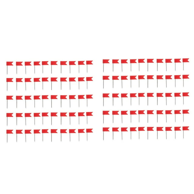 100 Épingles de Carte en Forme de Drapeau, Épingles de Dessin en Liège pour Tableau d'Affichage, Épingles à Pousser Rouges, 100 X Épingles à Pousser en Forme de Drapeau, Rouge