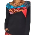 thumbnail image 3 of DYMADE Women Plus Size Irregular Patchwork Print Round Neck Long Sleeve Dress, 3 of 4