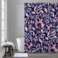 thumbnail image 4 of Shower Curtain, Abstract Vintage Paisley Waterproof Fabric Bathroom Shower Curtains Set with Hooks,72 X 72 Inch Long, Boho Floral Texture Midnight Blue, 4 of 9