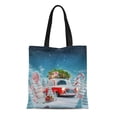 thumbnail image 1 of SIDONKU Canvas Tote Bag Red Santa Car Boxes and Christmas Tree Top Reusable Shoulder Grocery Shopping Bags Handbag, 1 of 1