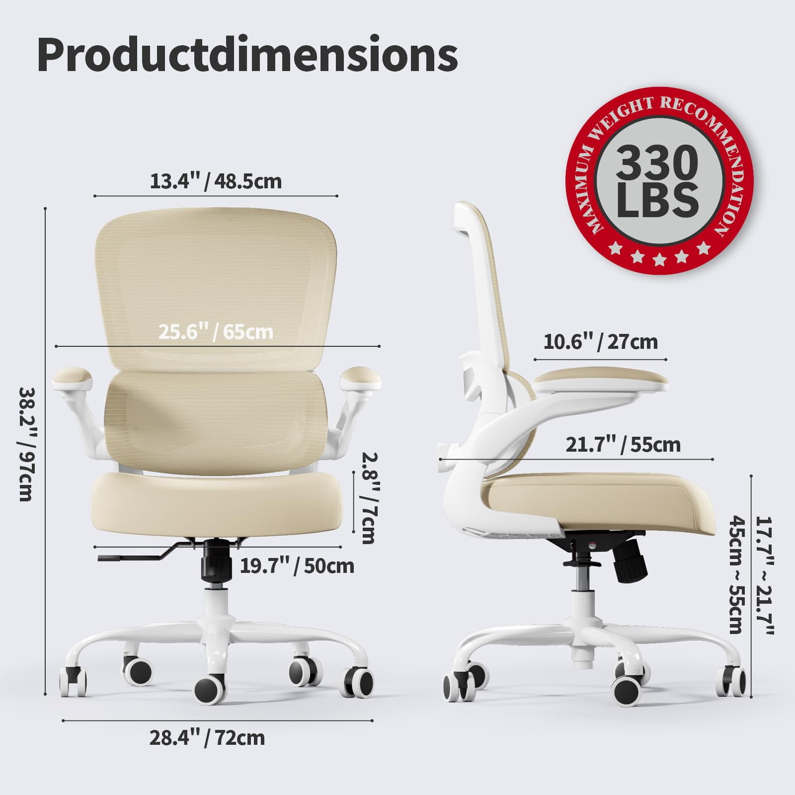Office Chair - Ergonomic Desk Chair with Adjustable Lumbar Support, Mesh Computer Chair, Executive Chairs for Home Office Comfortable Lumbar Support (Black)