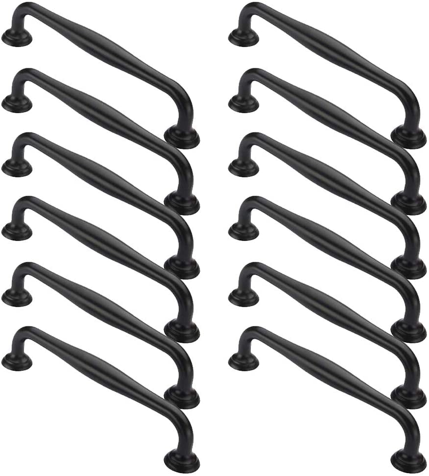 12 x 128 mm Black Cupboard Door Handle Kitchen Handle Wardrobe Knobs