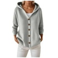 thumbnail image 5 of zaveiop Women's Casual Knitted Hooded Cardigan Solid Long Sleeve Button Down Loose 2025 Fall Sweater (Z1-Grey, XXL), 5 of 6