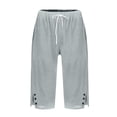 thumbnail image 5 of Bbyeadc Cotton Linen Shortsfor Women Petite Bermuda Shorts Knee Length Drawstring Pants Summer Beach Long Shorts,Light Gray(XXXL), 5 of 7