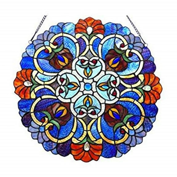 CHLOE Angela Victorian Tiffany-glass Window Panel 21" Wide