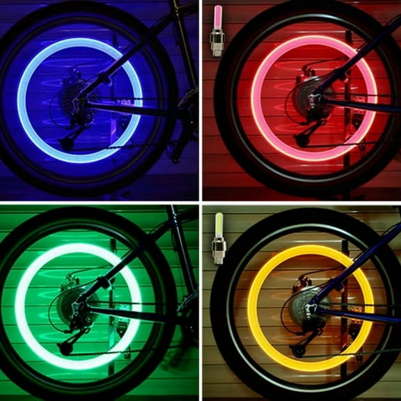 2PCS Neon Bike Spoke Lights Bicycle LED Light Tire Valve Cap Flashlight Wheel Spoke Bicycle Accessories A