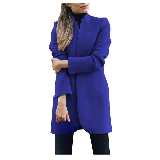WEIYLL Jackets for Women Long Sleeve Hairy Open Front Short Cardigan Suit Solid Color Long Blue Ladies Fall Tops And Blouses Size M