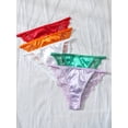 thumbnail image 3 of 5 Pack Women Satin Lace Panties Sexy Underwear Soft G-String Thongs Cheeky Lingerie Bikini Tanga Briefs, 3 of 5
