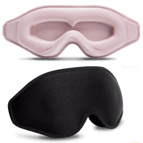 Sleep Mask for Lash Extensions, 2 Pack Upgraded Eye Mask for Lash Extensions, 99.9% Light Blocking 3D Eyelash Cover, Night Sleep Eye Covers for Women, Blindfold for Airplane (Black & Pink)