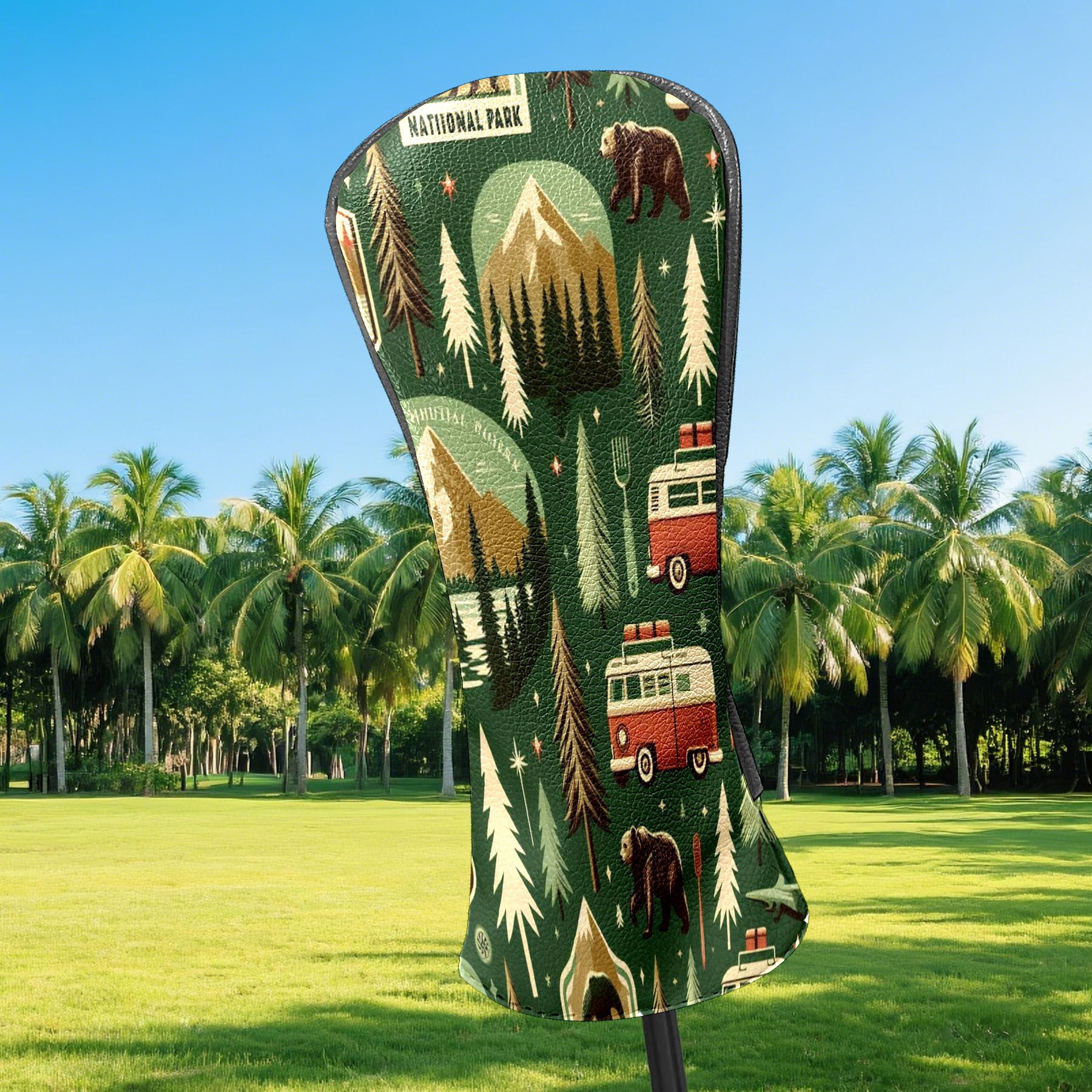Golf Club Covers, Green Mountain Camping Premium PU Leather Driver Hybrid Putter Head Covers with Velvet Lining, Waterproof Golf Gifts for Men Women