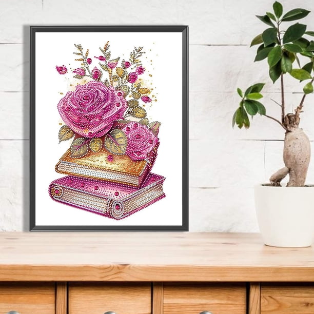 Kit de dos libros de flores con pintura de diamante con forma especial parcial DIY 5D JShteea El nuevo
