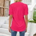 thumbnail image 4 of T Shirts For Women Womens Tops V Neck Tops Puff Short Sleeve T Shirt Pleated Floral Printed Tunic Blouse Shirts, 4 of 7