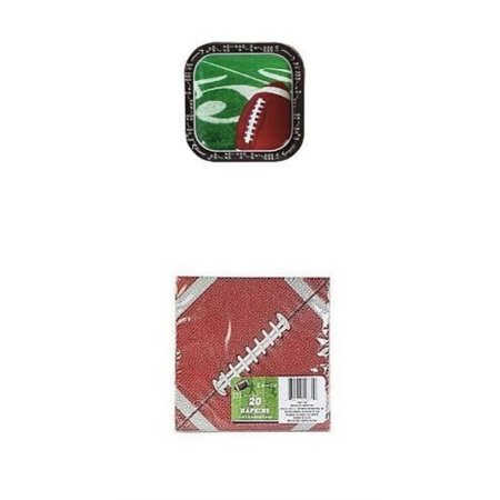 football themed party supply pack - square paper plates and napkins
