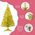 thumbnail image 2 of 4FT Gold Artificial Christmas Pine Tree Liguanow - 50 LED Lights, Tinsel, Three-Section Assembly, Includes Base, 2 of 6