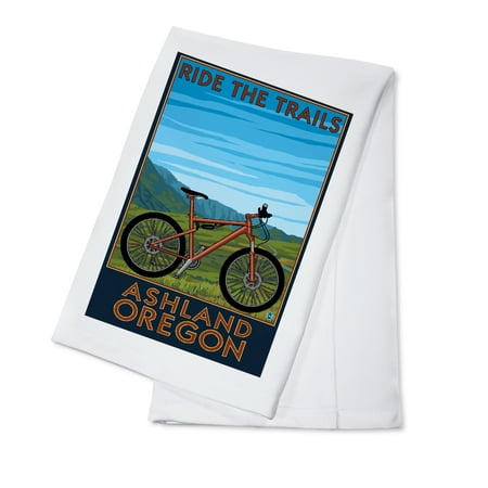 Ashland, Oregon - Mountain Bike Scene - Ride the Trails - Lantern Press Artwork (100% Cotton Kitchen