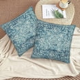thumbnail image 5 of Teal Boho Pillow Covers 20x20 Set of 2, Bohemian Carpet Pattern Outdoor Decorative Throw Pillows Linen Ethnic Design Rustic Farmhouse Cushion Cases for Couch Sofa Decor, 5 of 6
