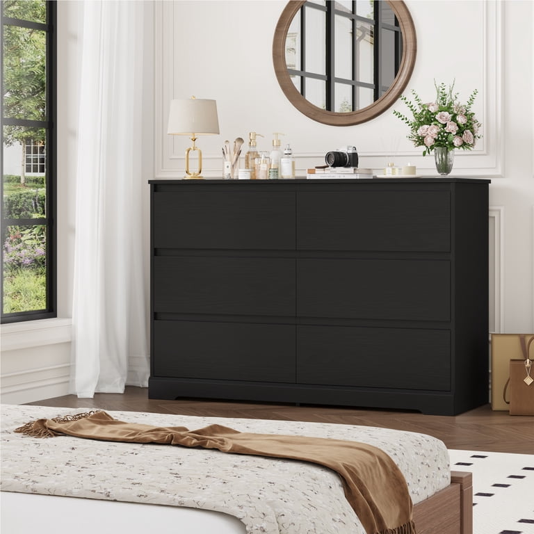 Homfa 6-Drawer Double Dresser, Black Modern photo 8