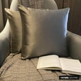 thumbnail image 6 of The HomeCentric Decorative Pillow Covers Taupe Pack of 2, 12"x12" (30x30 cm) Satin Solid Cushion Covers For Sofa, Solid Modern Style - Taupe Gray Slub Satin, 6 of 9