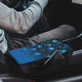 thumbnail image 3 of FUIALDOLG Dark Blue Floral Print Car Armrest Cover, Stretch Polyester Handrail Box Cover with Side Pocket for Vehicles Interior, 3 of 6