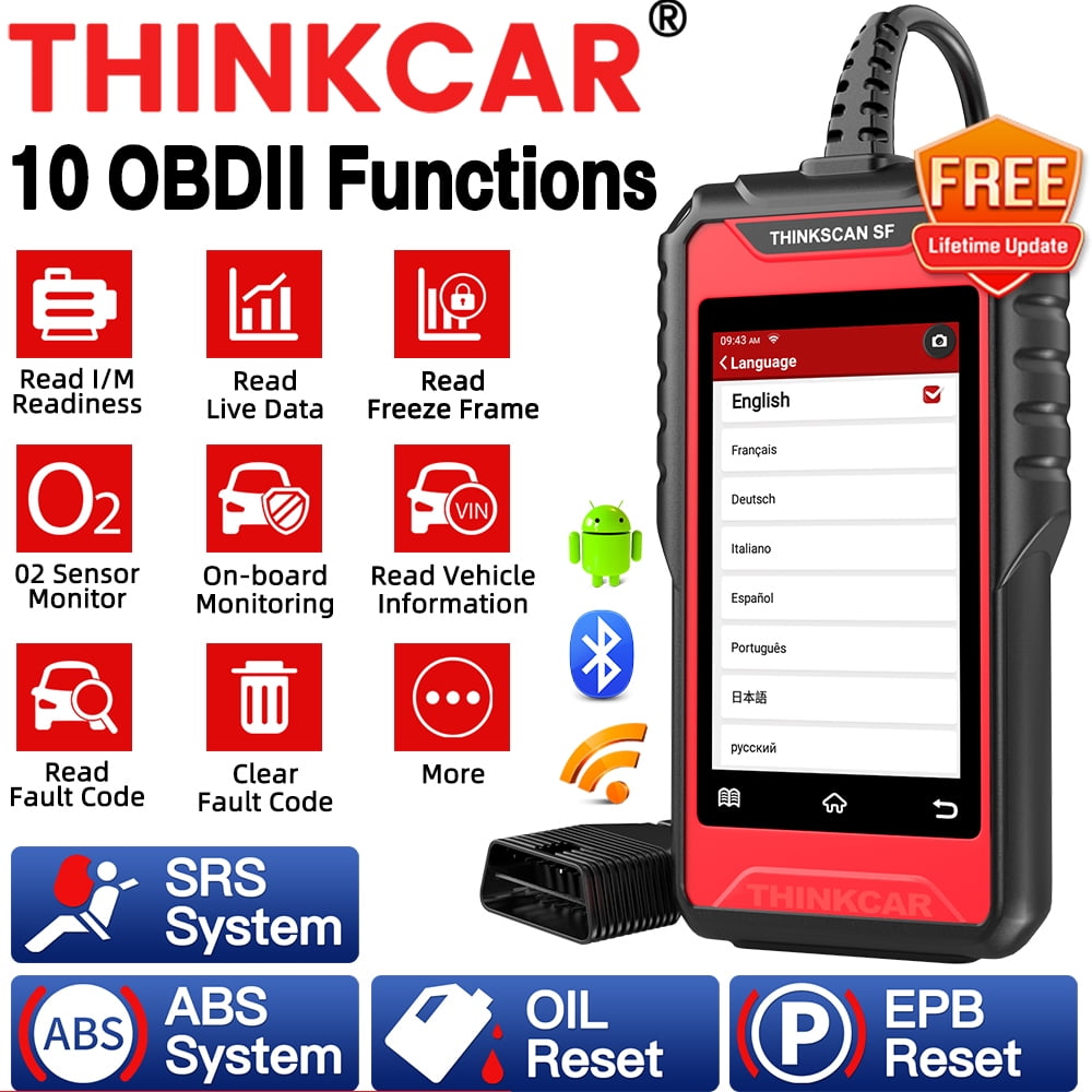 ThinkCar SF100 OBD2 Scanner for Car Full OBD2 Functions Scan Tool for Emission Test ABS SRS Code Reader with 2 Reset Functions Oil/ EPB Reset WiFi Lifetime Free Update 