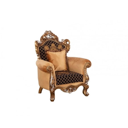 Royal Luxury Black & Brown Gold EMPERADOR Arm Chair EUROPEAN FURNITURE Classic