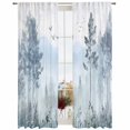 thumbnail image 2 of Ombre Forest Grey Semi Sheer Window Curtains 108 Inches Long, Mountain Watercolor Branches Rod Pocket Voile Silky Chiffon Curtain Light Filtering Drapes for Living Room, Kitchen, 52"x108", 2 Panels, 2 of 9