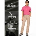 thumbnail image 5 of Vivianyo HD Women's Collared Quick Dry Sun Protection Tops, Button Short Sleeve Solid Athletic Hiking Shirts for Women, Women's Hot Pink, Sizes S-3XL, 5 of 9