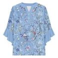 thumbnail image 5 of GERsome Women's 3/4 Ruffle Sleeve Tops Summer Button Down V Neck Floral Print T-Shirts Casual Loose Fit Blouse, Sizes S-2XL, 5 of 5