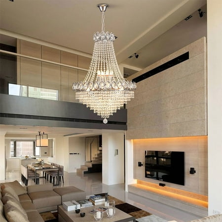 

Wuzstar Empire Classic Crystal Hanging Chandelier Modern K9 Crystal Ceiling Light Fixture 9-Light for Living Room Hallway Foyer