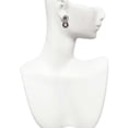 thumbnail image 2 of Delight Jewelry Silver-tone Pink Paw on Black Disc - Two-tone Daisy Flower Post Earrings, 2 of 4