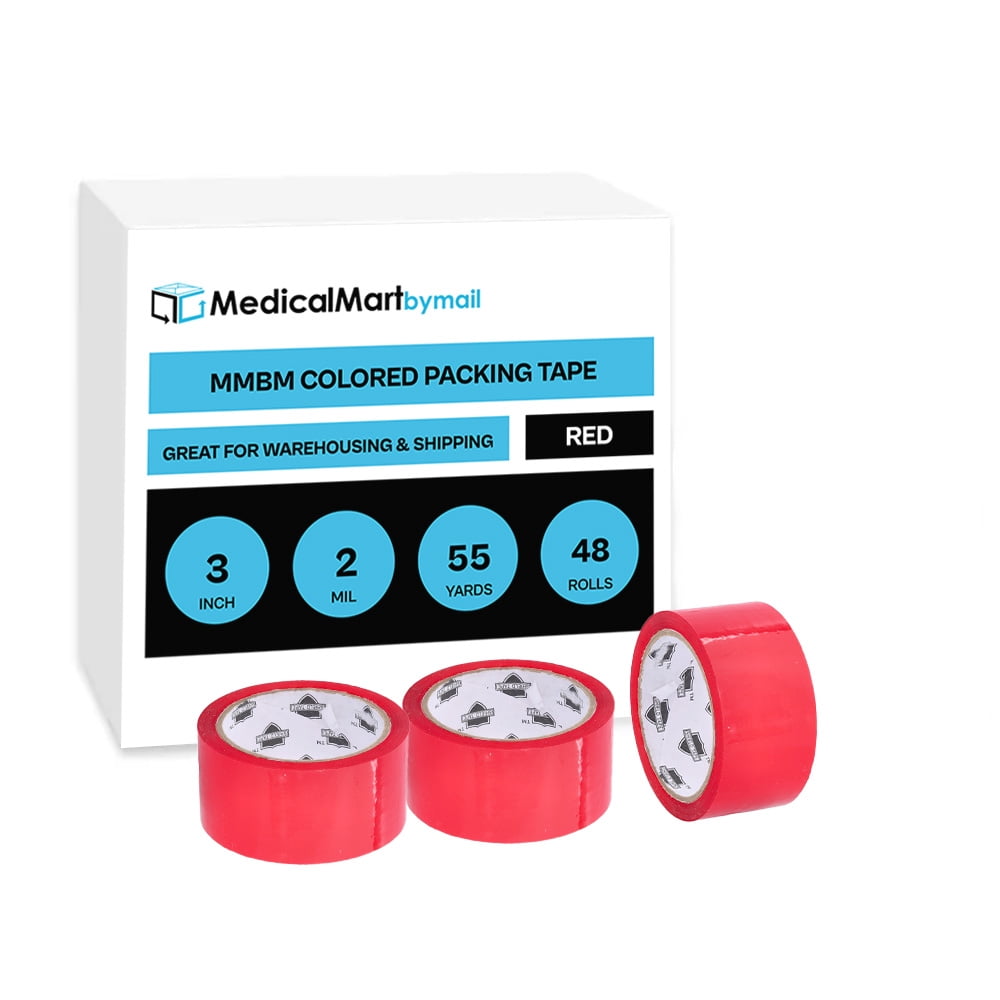 Shield Tape 48 Rolls - 2 Mil - Red Colored Packing Sealing Tape Convenient, Product Coding, Dating Inventory, Red, 2.83" x 55 Yards, 3" Core