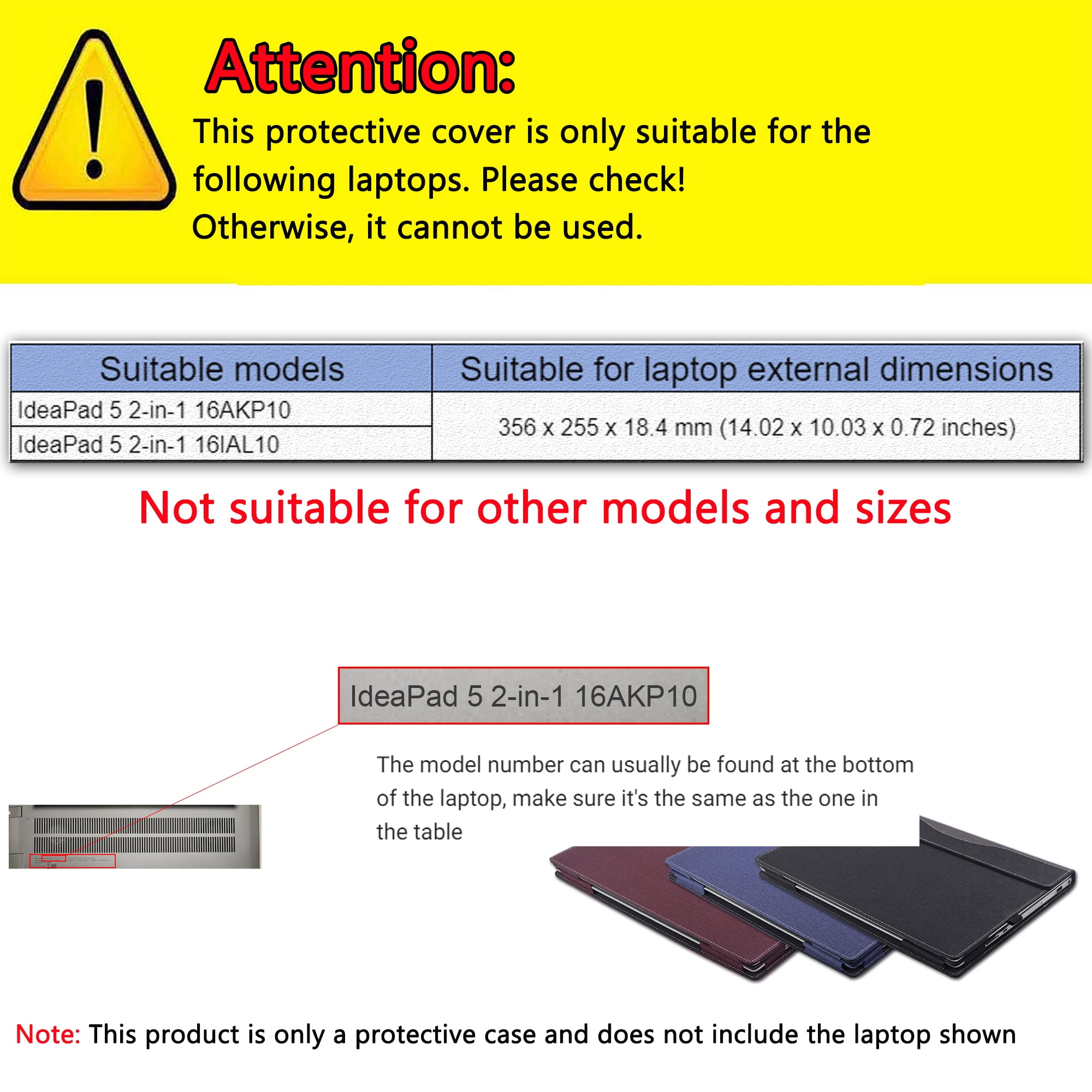 Laptop Case Cover for Lenovo IdeaPad 5 2-in-1 16AKP10 /16IAL10 Sleeve(Not for other models),16 inch PU leather Notebook PC Protective Bag with Pen Holder