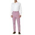 thumbnail image 2 of INSPIRE CHIC Men's Dress Plaid Printed Business Checked Pants 34 Pink, 2 of 7