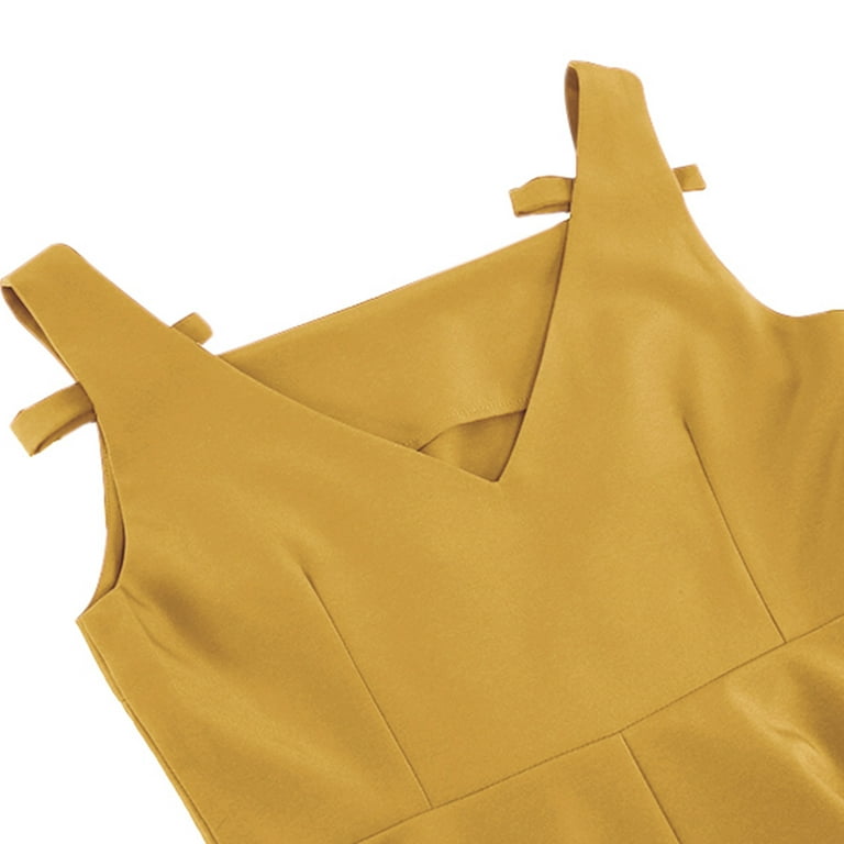 LYEAA Vintage Dresses for Women Plus Size Sleeveless Flowy Elegant Midi  Dresses Solid Casual Dressy 1950s Backless A-line Pullover Dresses Modest  Holiday Dresses Yellow 2XL - Walmart.com