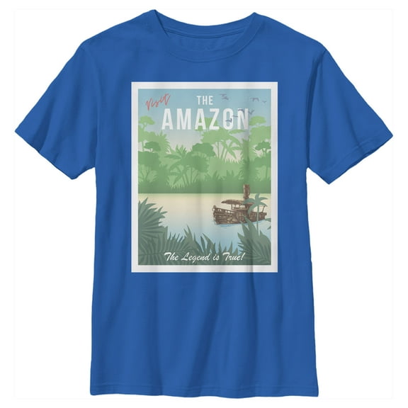 Boy's Jungle Cruise Visit the Amazon Graphic Tee Royal Blue Medium