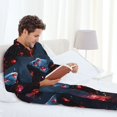 thumbnail image 5 of Bingfone Men's Pajama Set 2 Piece Loungewear PJs, Long Sleeve with Pajama Pants-Cosmic Red Sparkle Dice, 5 of 7