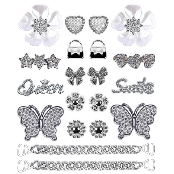 Designer Bling Shoe Charms, Butterfly Flower Clog Accessories for Women Girls Party Favors