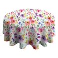 thumbnail image 4 of Pioneer Flower Floral Print Pattern Round Tablecloth 60"x60",Wrinkle Wipeable Table Cloth for Kitchen Dining Room Picnic Patio Party, 4 of 6