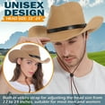 thumbnail image 4 of EINSKEY Straw Cowboy Hats for Men, Western Cowgirl Hat Women Wide Brim Fedora for Beach,Khaki, 4 of 7