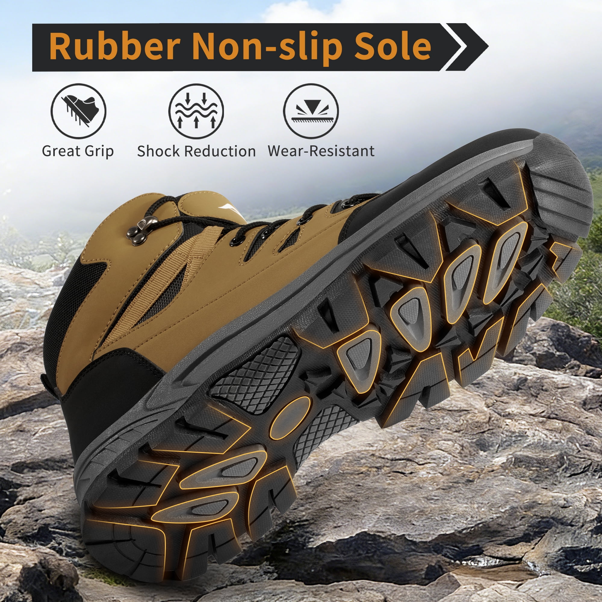 MeMoride Men's Waterproof Hiking Boots Outdoor Mid Trekking Lightweight Mountaineering Shoes