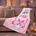 thumbnail image 6 of Pink Butterfly Breast Cancer Awareness Inspirational Quote, Cozy Friendship Quote Scene, Warm Flannel Blanket for Living Room and Reading Nook, Art Lovers Friendship Gift, Artistic Home Decor, 6 of 9