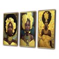thumbnail image 3 of Designart "Oshun African Goddess of Love III" African American Woman Framed Wall Art Set Of 3 - Yellow Woman African American Frame Canvas Set For Living Room Decor, 3 of 6
