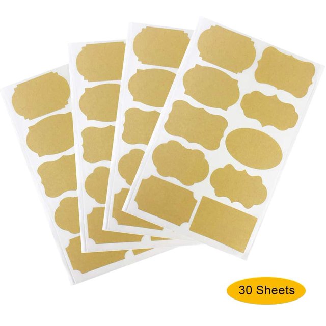 Kraft Labels Writable and Printable Paper Sticker Brown Gift Tag Stickers Self Adhesive Packaging Sealing for Home Glass Bottles Office Classification Christmas Decor Tags, 10 Sheets, 300 Labels