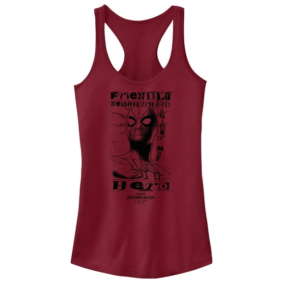 Junior's Marvel Spider-Man: No Way Home Friendly Neighborhood Hero Racerback Tank Top Scarlet Large